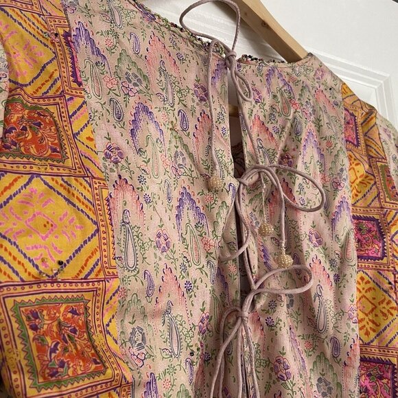 Chan Luu Womens Medium Embroidered Blouse Mirrored Beaded Multi-Color Bohemian - Picture 10 of 14